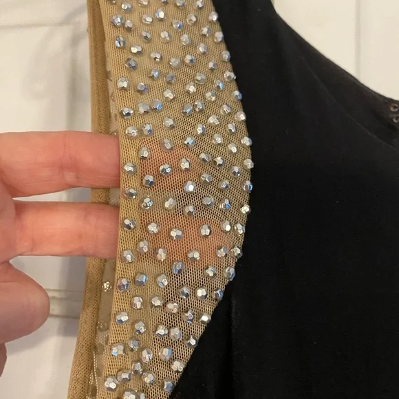 Xscape Black Dress with Rhinestone Accents - Picture 2 of 5